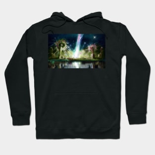 Cosmic Light Beam Skyline - Abstract Art Hoodie